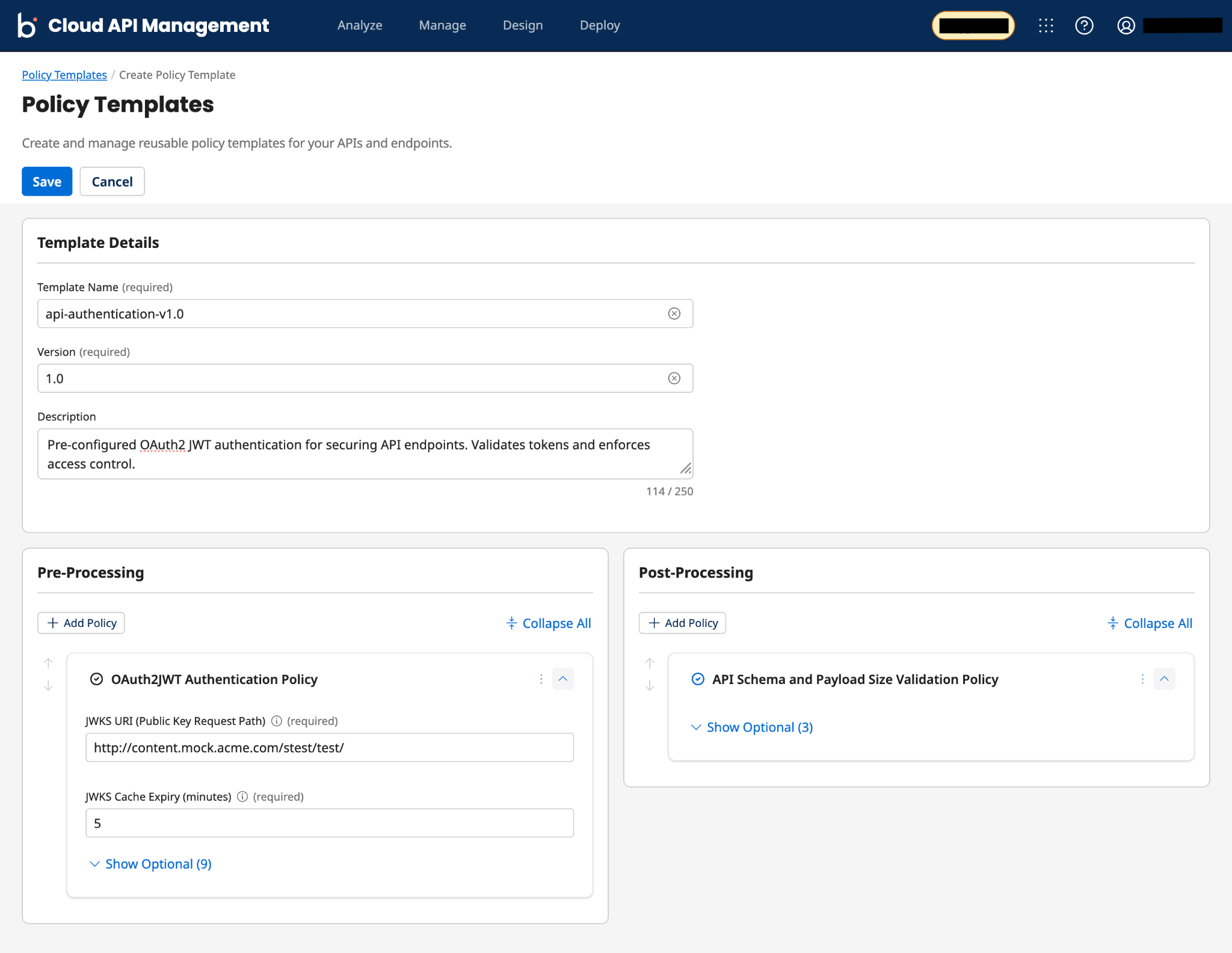 Create Policy Template