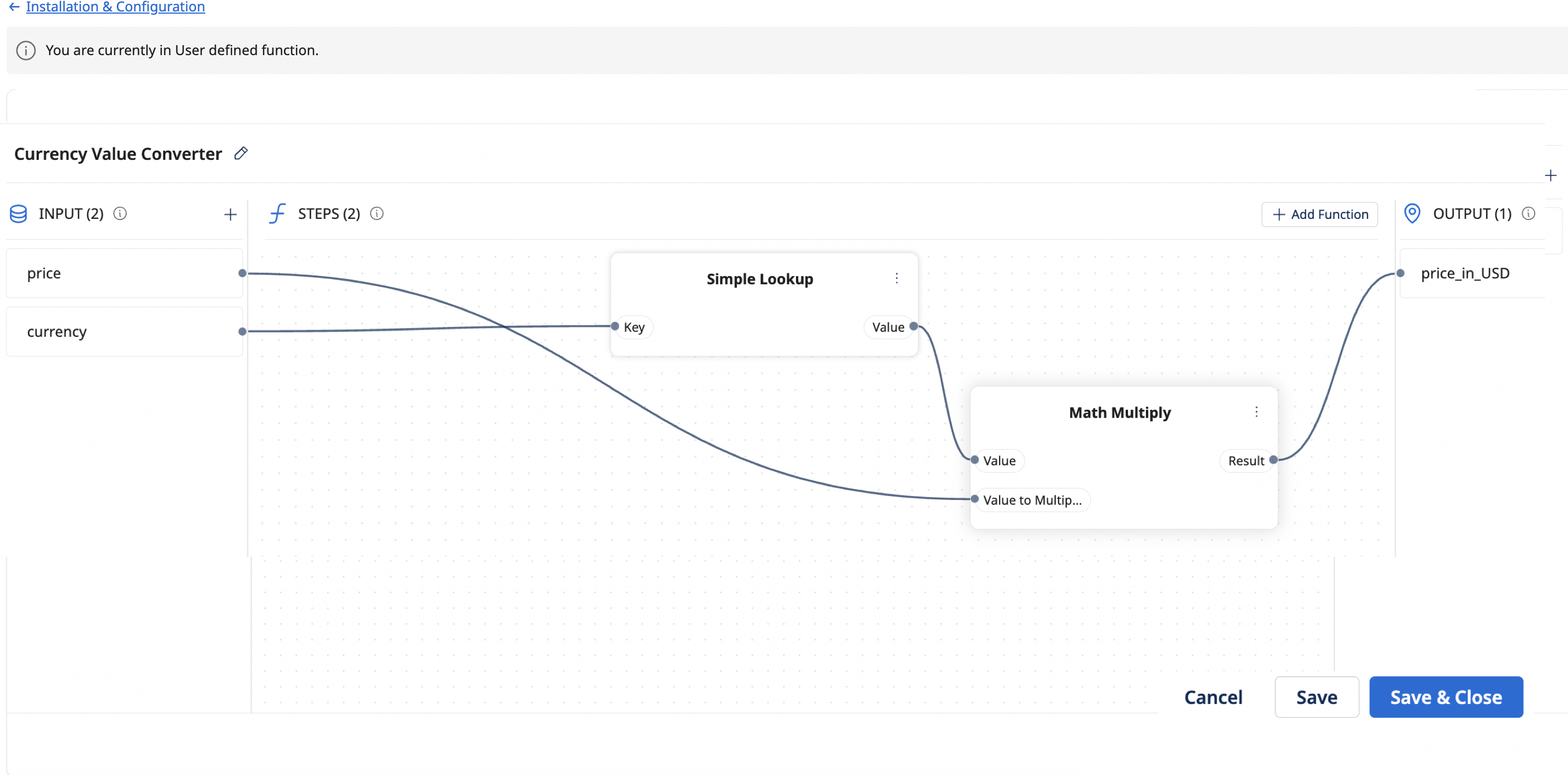 User defined functions